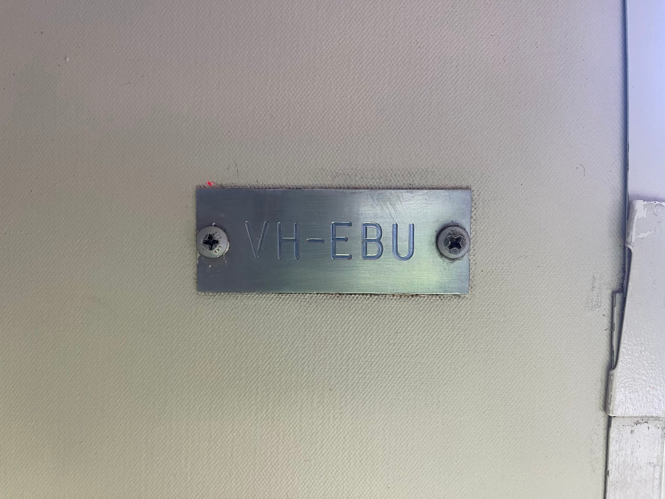 Non-destructable registration plate - VH-EBU